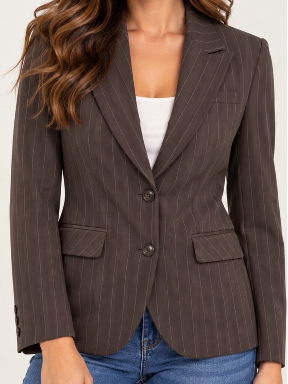 Tailored Brown Pinstripe Women's Blazer
